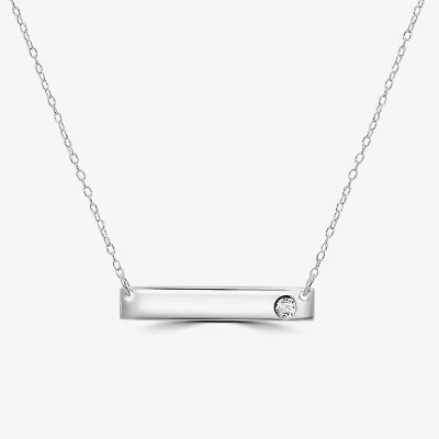 Silver Treasures Birthday Womens Red Garnet Sterling Bar 16 Inch Pendant Necklace