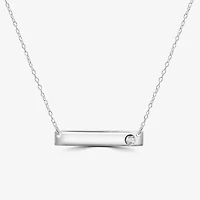 Silver Treasures Birthday Womens Red Garnet Sterling Bar 16 Inch Pendant Necklace