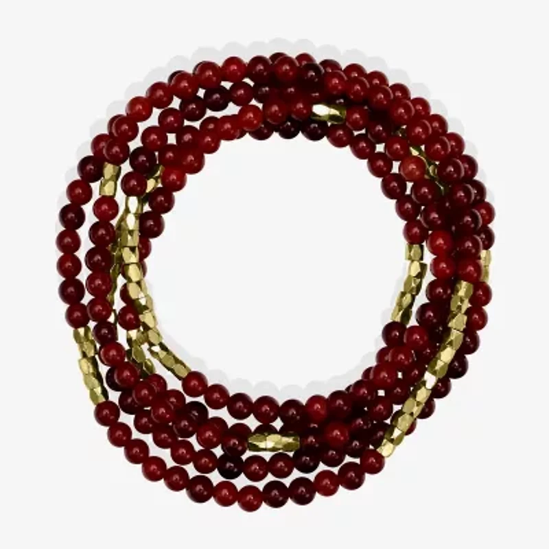 Silver Reflections Convertible Genuine Stone Beaded Necklace Womens Black 14K Gold Over Brass Wrap Bracelet