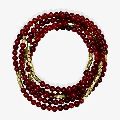 Silver Reflections Convertible Genuine Stone Beaded Necklace Womens Black 14K Gold Over Brass Wrap Bracelet
