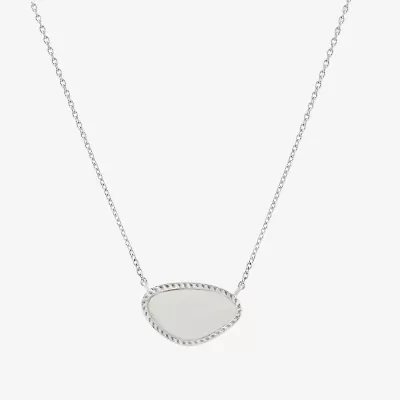 Silver Treasures Genuine Stone Womens White Mother Of Pearl Sterling Silver 18 Inch Pendant Necklace