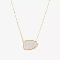 Silver Treasures Genuine Stone Womens White Mother Of Pearl 14K Gold Over Silver 18 Inch Pendant Necklace