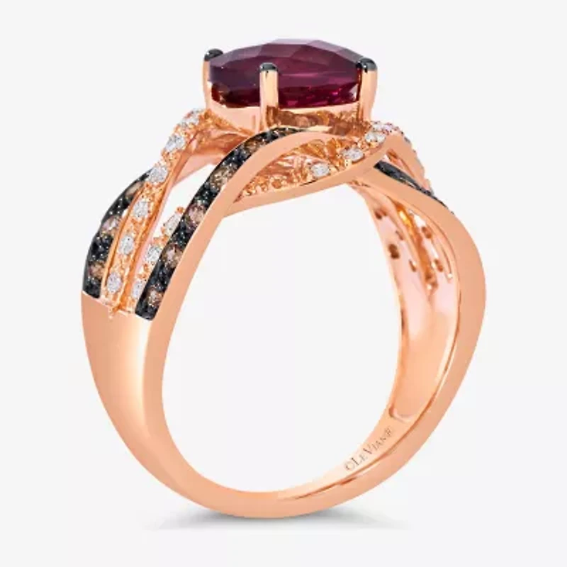 Le Vian® Grand Sample Sale™ Raspberry Rhodolite® and Chocolate & Vanilla Diamonds™ Ring 14K Strawberry Gold®