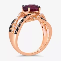 Le Vian® Grand Sample Sale™ Raspberry Rhodolite® and Chocolate & Vanilla Diamonds™ Ring 14K Strawberry Gold®