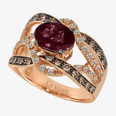 Le Vian® Grand Sample Sale™ Raspberry Rhodolite® and Chocolate & Vanilla Diamonds™ Ring 14K Strawberry Gold®