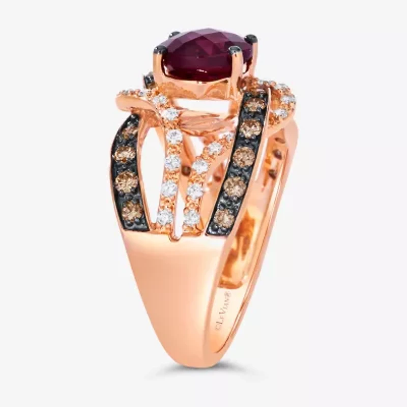 Le Vian® Grand Sample Sale™ Raspberry Rhodolite® and Chocolate & Vanilla Diamonds™ Ring 14K Strawberry Gold®