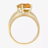 Womens Gemstone Sterling Silver Crossover Side Stone Cocktail Ring