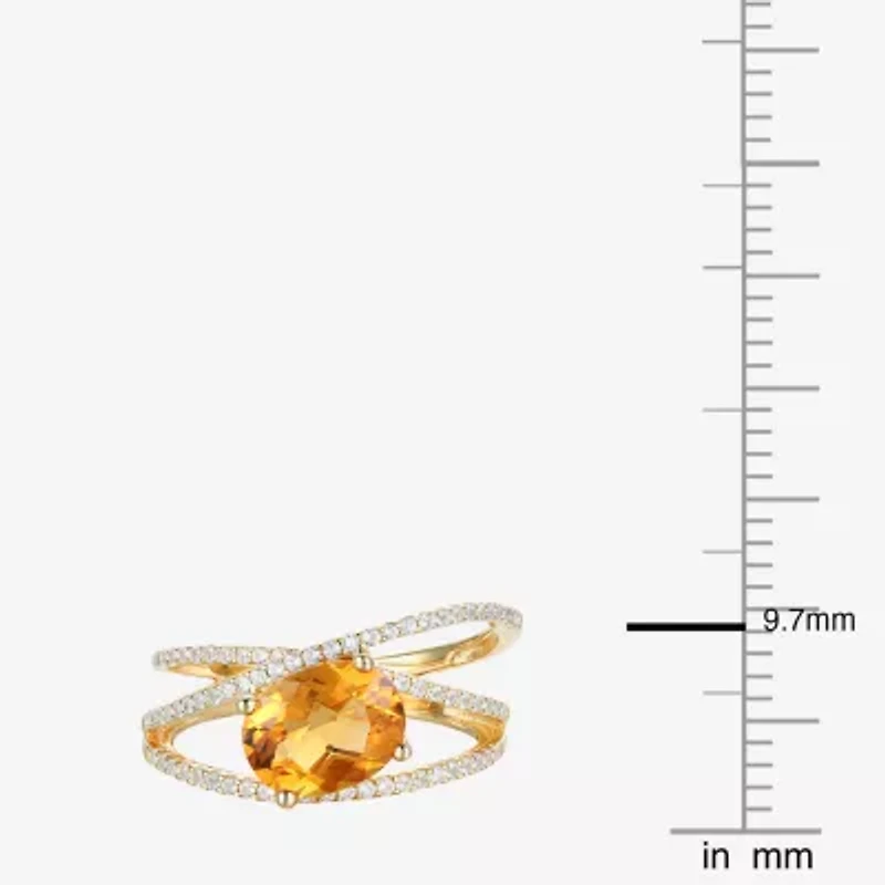 Womens Gemstone Sterling Silver Crossover Side Stone Cocktail Ring