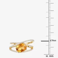 Womens Gemstone Sterling Silver Crossover Side Stone Cocktail Ring