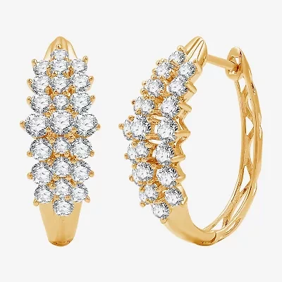 Womens 2 CT. T.W. Lab Grown White Diamond 10K Gold 22.7mm Hoop Earrings