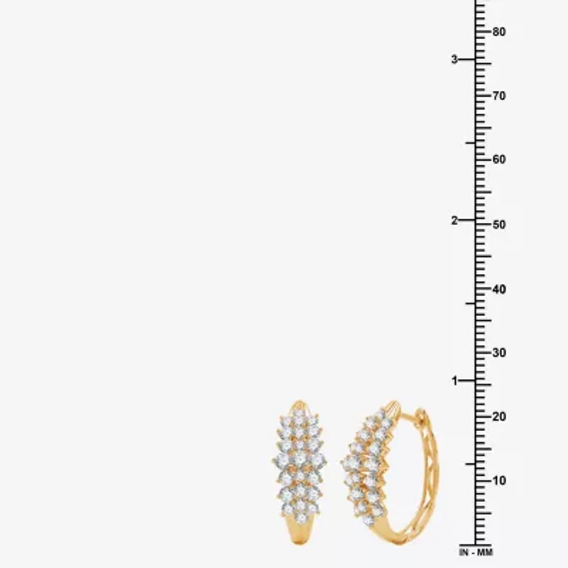 Womens 2 CT. T.W. Lab Grown White Diamond 10K Gold 22.7mm Hoop Earrings