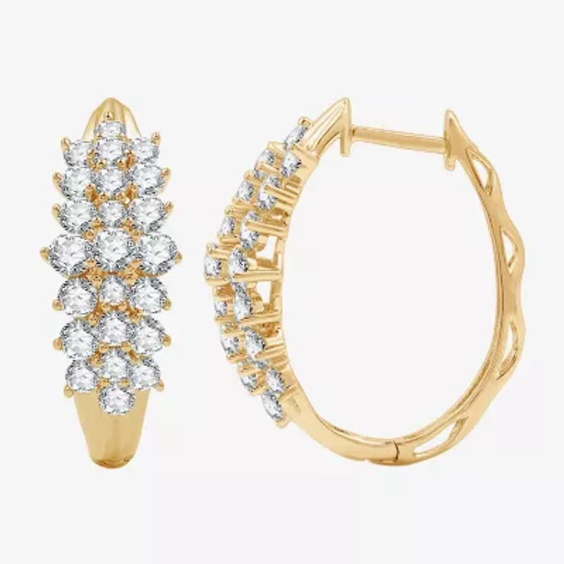 Womens 2 CT. T.W. Lab Grown White Diamond 10K Gold 22.7mm Hoop Earrings