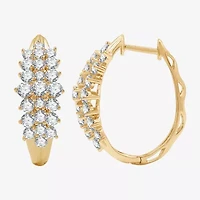 Womens 2 CT. T.W. Lab Grown White Diamond 10K Gold 22.7mm Hoop Earrings
