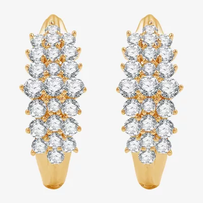 Womens 2 CT. T.W. Lab Grown White Diamond 10K Gold 22.7mm Hoop Earrings