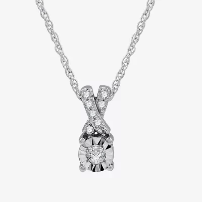 Womens 1/10 CT. T.W. Lab Grown White Diamond Sterling Silver Round 18 Inch Pendant Necklace