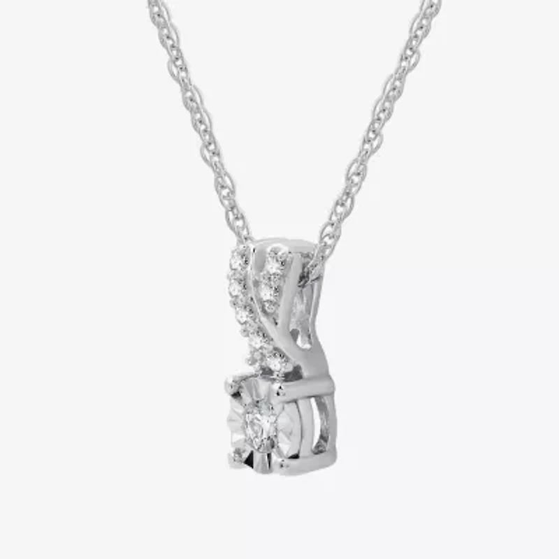 Womens 1/10 CT. T.W. Lab Grown White Diamond Sterling Silver Round 18 Inch Pendant Necklace