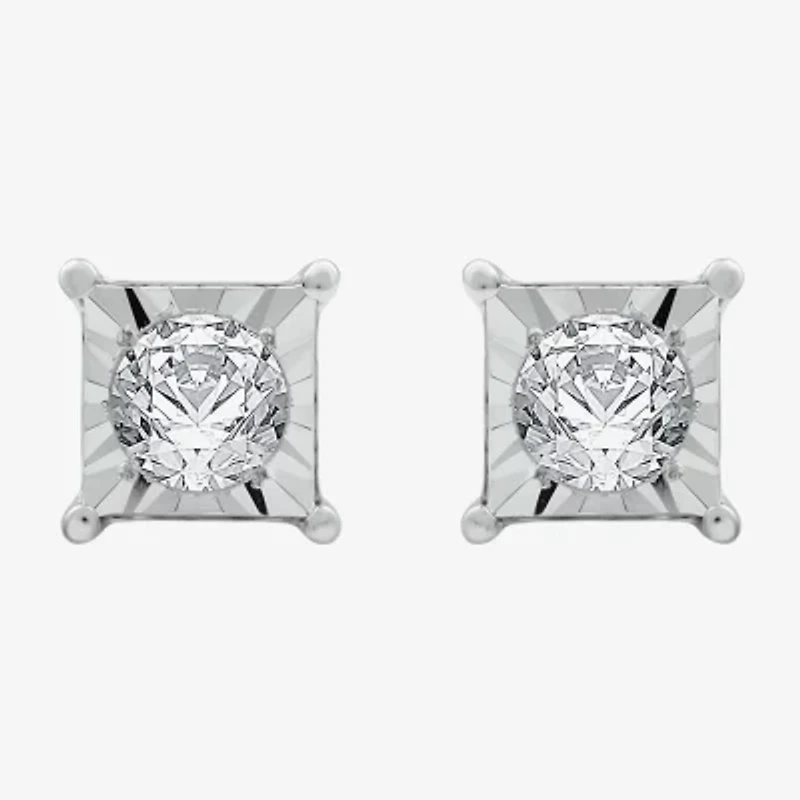 (G / Si1-Si2) 1/5 CT. Lab Grown White Diamond Sterling Silver 4.7mm Stud Earrings