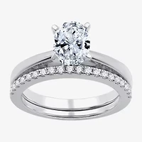 I Said Yes (G / Si1-Si2) Womens 1 1/4 CT. T.W. Lab Grown White Diamond Sterling Silver Oval Side Stone Solitaire Bridal Set
