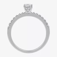 (G / Si1-Si2) Womens 1/2 CT. T.W. Lab Grown White Diamond 10K Gold Side Stone Engagement Ring