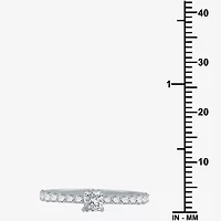 (G / Si1-Si2) Womens 1/2 CT. T.W. Lab Grown White Diamond 10K Gold Side Stone Engagement Ring