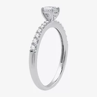 (G / Si1-Si2) Womens 1/2 CT. T.W. Lab Grown White Diamond 10K Gold Side Stone Engagement Ring