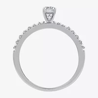 (G / Si1-Si2) Womens 1/2 CT. T.W. Lab Grown White Diamond 10K Gold Round Side Stone Engagement Ring