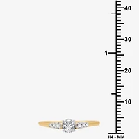 G / Si1-Si2) Womens 1/2 CT. T.W. Lab Grown White Diamond 10K Gold Round Side Stone Engagement Ring