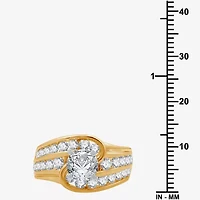 (G / Si1-Si2) Womens 2 CT. T.W. Lab Grown White Diamond 14K Gold Side Stone Bypass  Engagement Ring