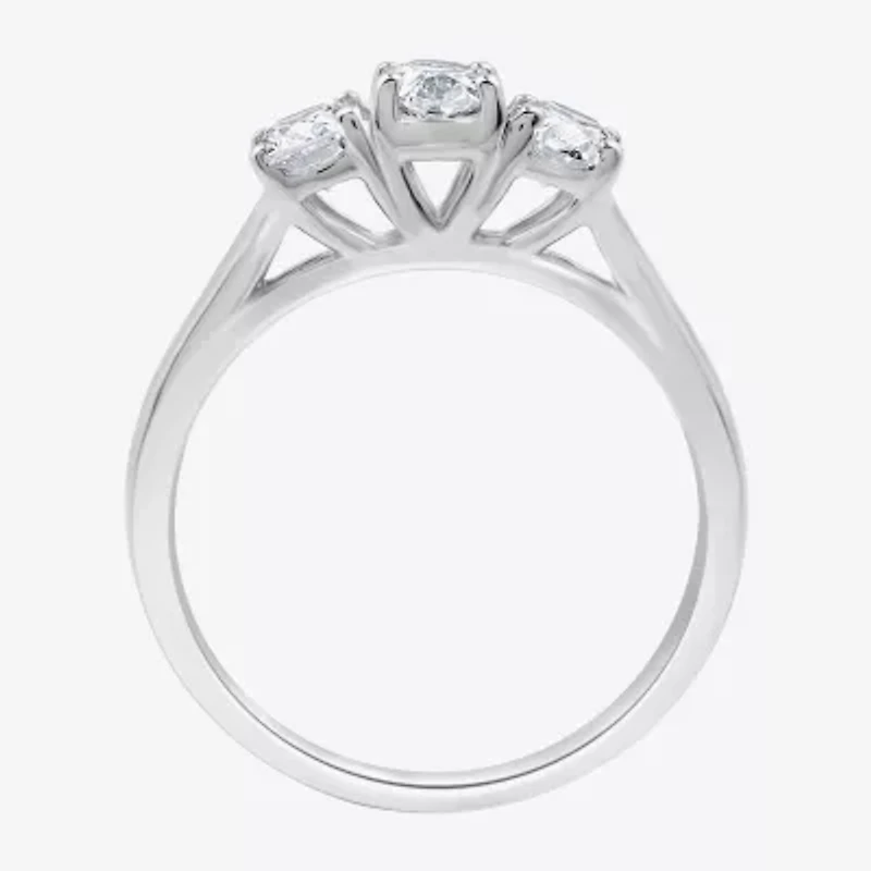 Love Lives Forever (G / Si1-Si2) Womens CT. T.W. Lab Grown White Diamond 10K Gold Oval 3-Stone Engagement Ring