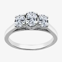 Love Lives Forever (G / Si1-Si2) Womens CT. T.W. Lab Grown White Diamond 10K Gold Oval 3-Stone Engagement Ring