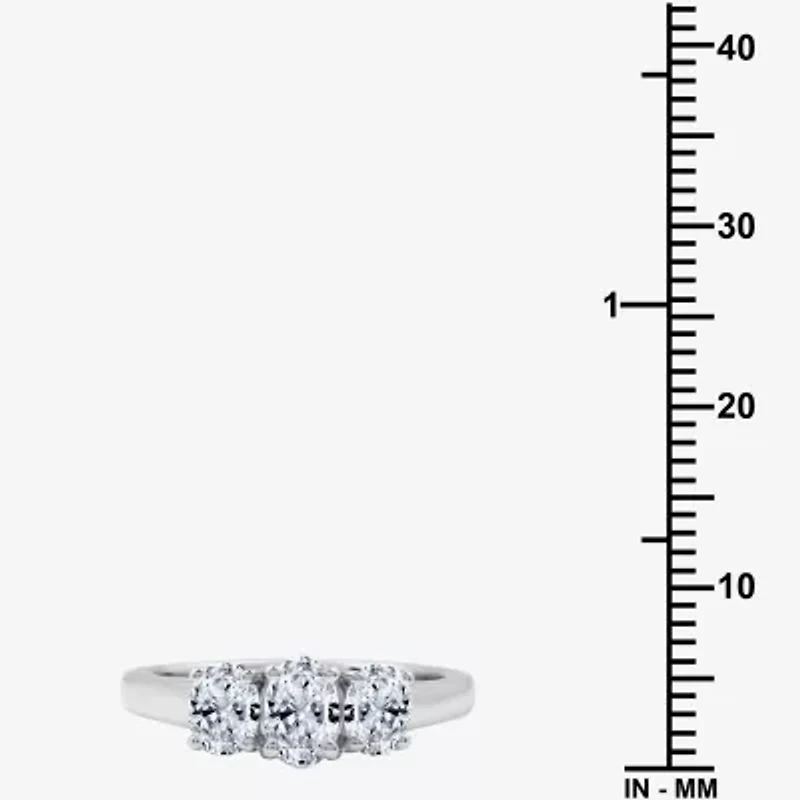 Love Lives Forever (G / Si1-Si2) Womens CT. T.W. Lab Grown White Diamond 10K Gold Oval 3-Stone Engagement Ring