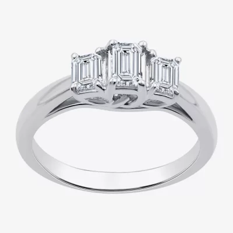 Love Lives Forever (G / Si1-Si2) Womens 1 CT. T.W. Lab Grown White Diamond 10K Gold 3-Stone Engagement Ring