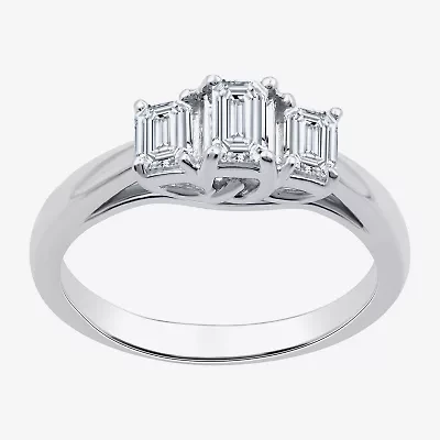 Love Lives Forever (G / Si1-Si2) Womens 1 CT. T.W. Lab Grown White Diamond 10K Gold 3-Stone Engagement Ring