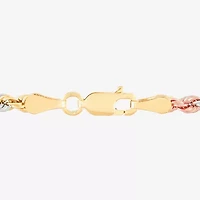 Unisex Adult 10K Tri-Color Gold 18 Inch Rope Chain Necklace