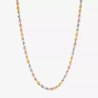 Unisex Adult 10K Tri-Color Gold 18 Inch Rope Chain Necklace