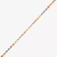 Unisex Adult 10K Tri-Color Gold 18 Inch Rope Chain Necklace