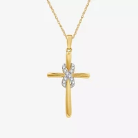 Yes, Please! Womens 1/10 CT. T.W. Lab Grown White Diamond Sterling Silver Cross Pendant Necklace