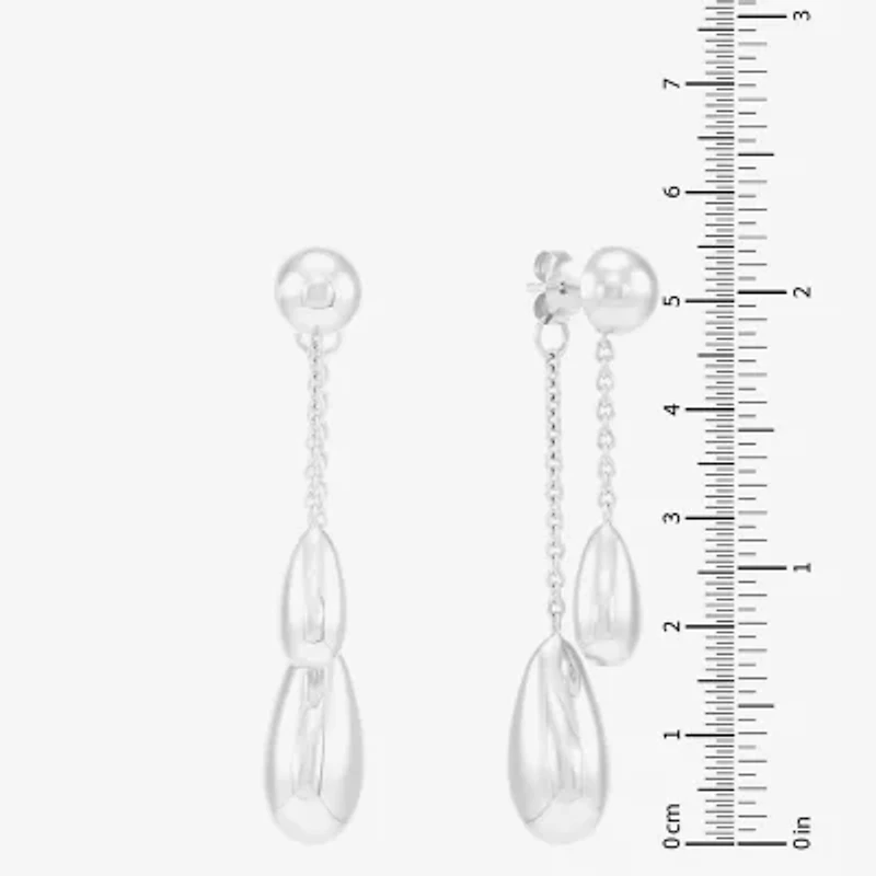 Womens Sterling Silver Circle Round Drop Earrings