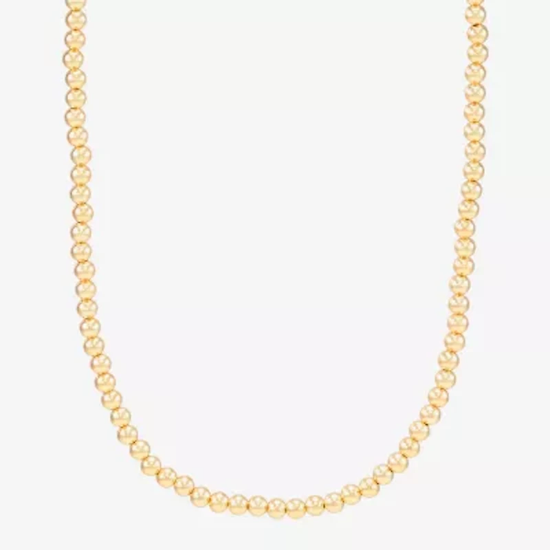 Womens 14K Gold Over Silver 20 Inch Beaded Necklace