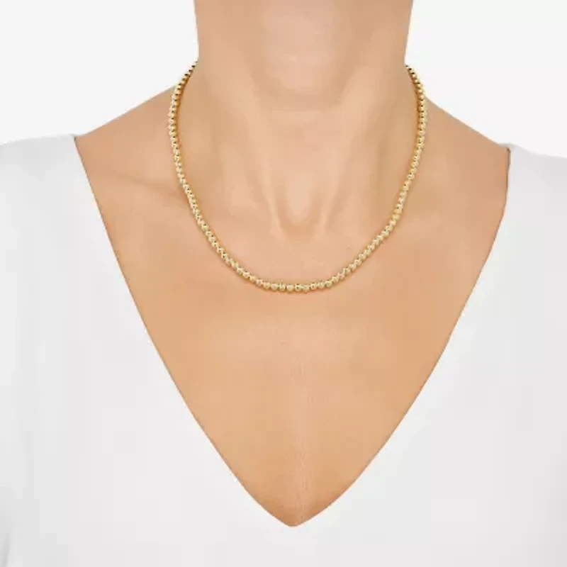 Womens 14K Gold Over Silver 20 Inch Beaded Necklace
