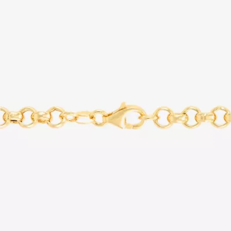 Made in Italy Womens 14K Gold Over Silver Heart Charm Bracelet