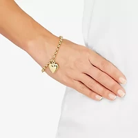 Made in Italy Womens 14K Gold Over Silver Heart Charm Bracelet