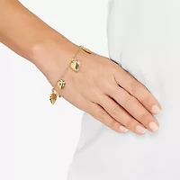 Made in Italy Womens 14K Gold Over Silver Heart Charm Bracelet