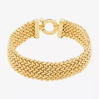 Made in Italy Womens 14K Gold Over Silver Semisolid Heart 7.5 Inch Link Bracelet