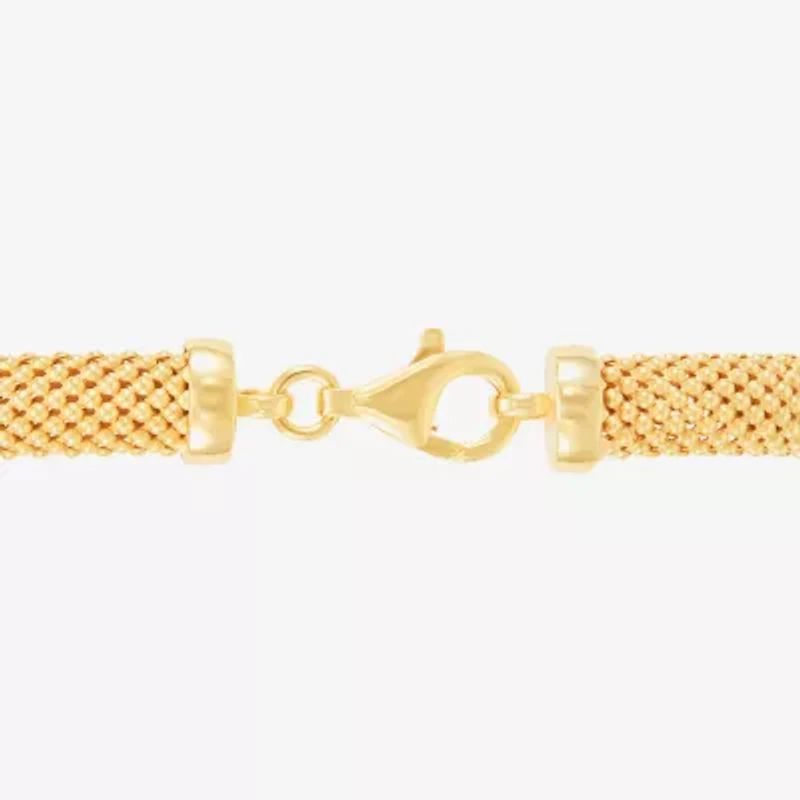 Made in Italy Womens 14K Gold Over Silver Hollow Heart 7.5 Inch Link Bracelet