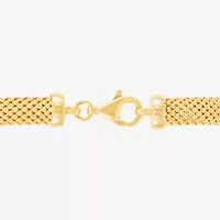 Made in Italy Womens 14K Gold Over Silver Hollow Heart 7.5 Inch Link Bracelet