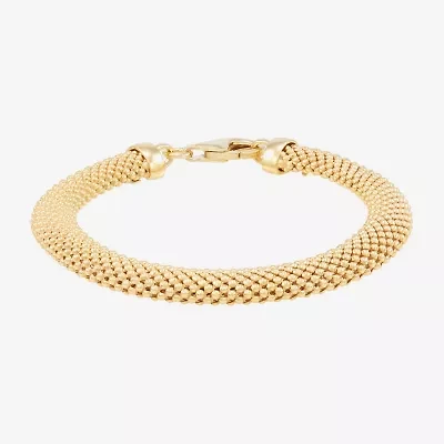 Made in Italy Womens 14K Gold Over Silver Hollow Heart 7.5 Inch Link Bracelet