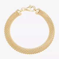 Made in Italy Womens 14K Gold Over Silver Hollow Heart 7.5 Inch Link Bracelet