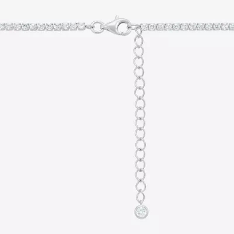 Diamonart Womens White Cubic Zirconia Sterling Silver 16 Inch Tennis Necklace