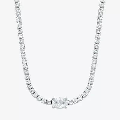 Diamonart Womens White Cubic Zirconia Sterling Silver Inch Tennis Necklace